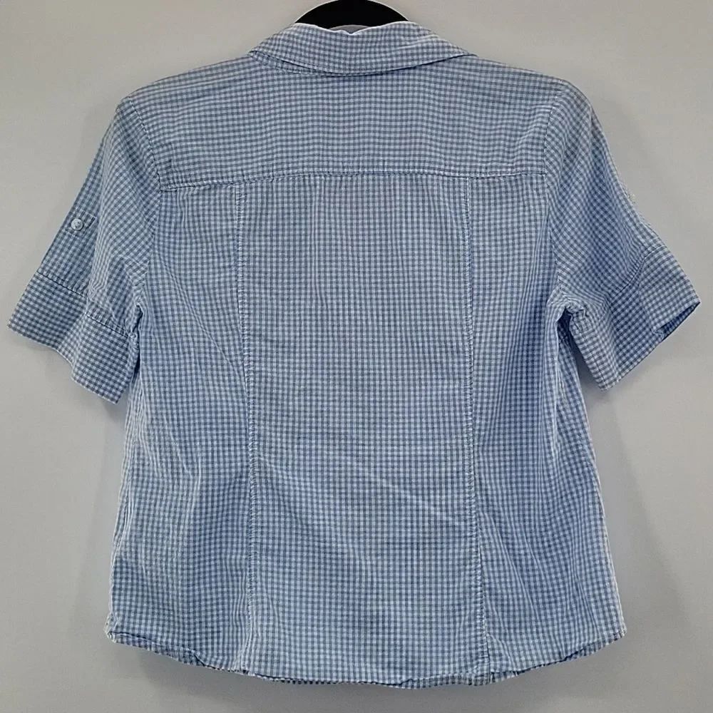3 For$20 Sonoma Light Blue & White Gingham Button Down Blouse size PS - Picture 5 of 6